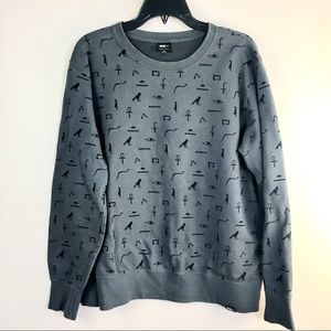 SPRZ NY GRAY Egyptian Hieroglyphics Sweatshirt M